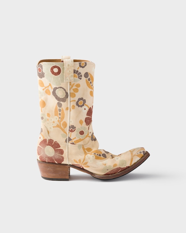 Printed fabric boots Printed fabric boots