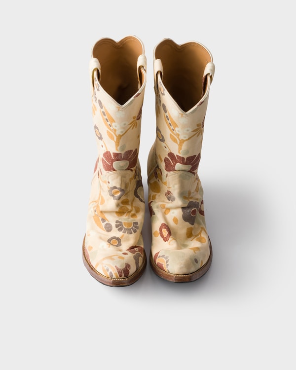 Printed fabric boots Printed fabric boots