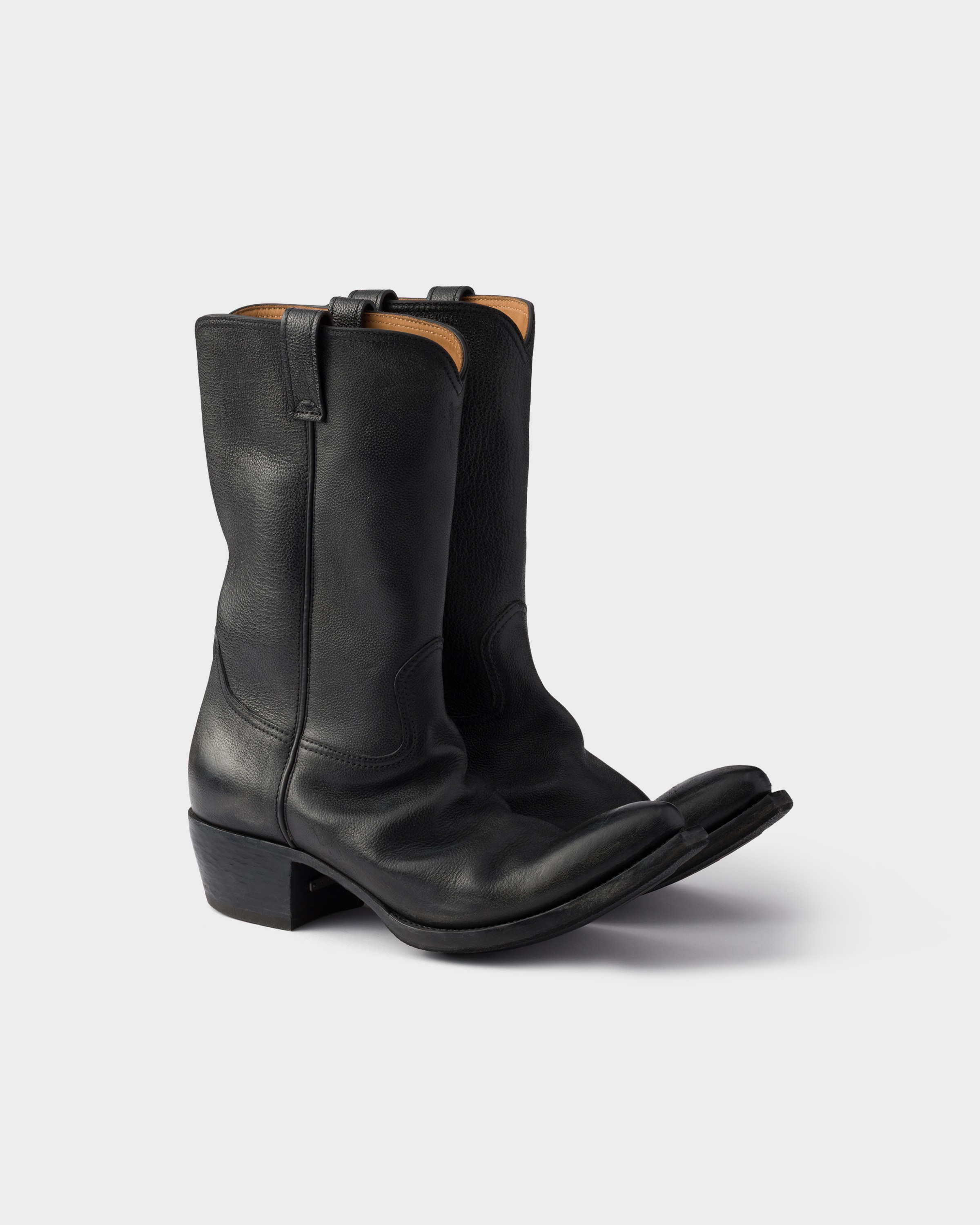 Prada Leather Boots In Black