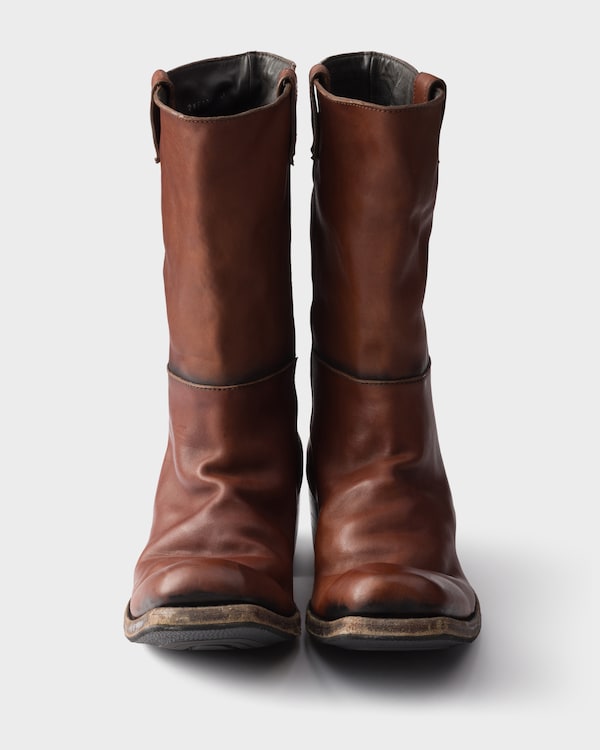 Bottes en cuir nappa antique - Marron Cacao Bottes en cuir nappa antique - Marron Cacao