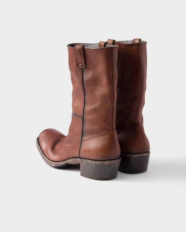 Bottes en cuir nappa antique - Marron Cacao Bottes en cuir nappa antique - Marron Cacao