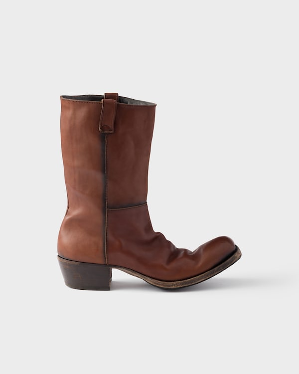 Bottes en cuir nappa antique - Marron Cacao Bottes en cuir nappa antique - Marron Cacao
