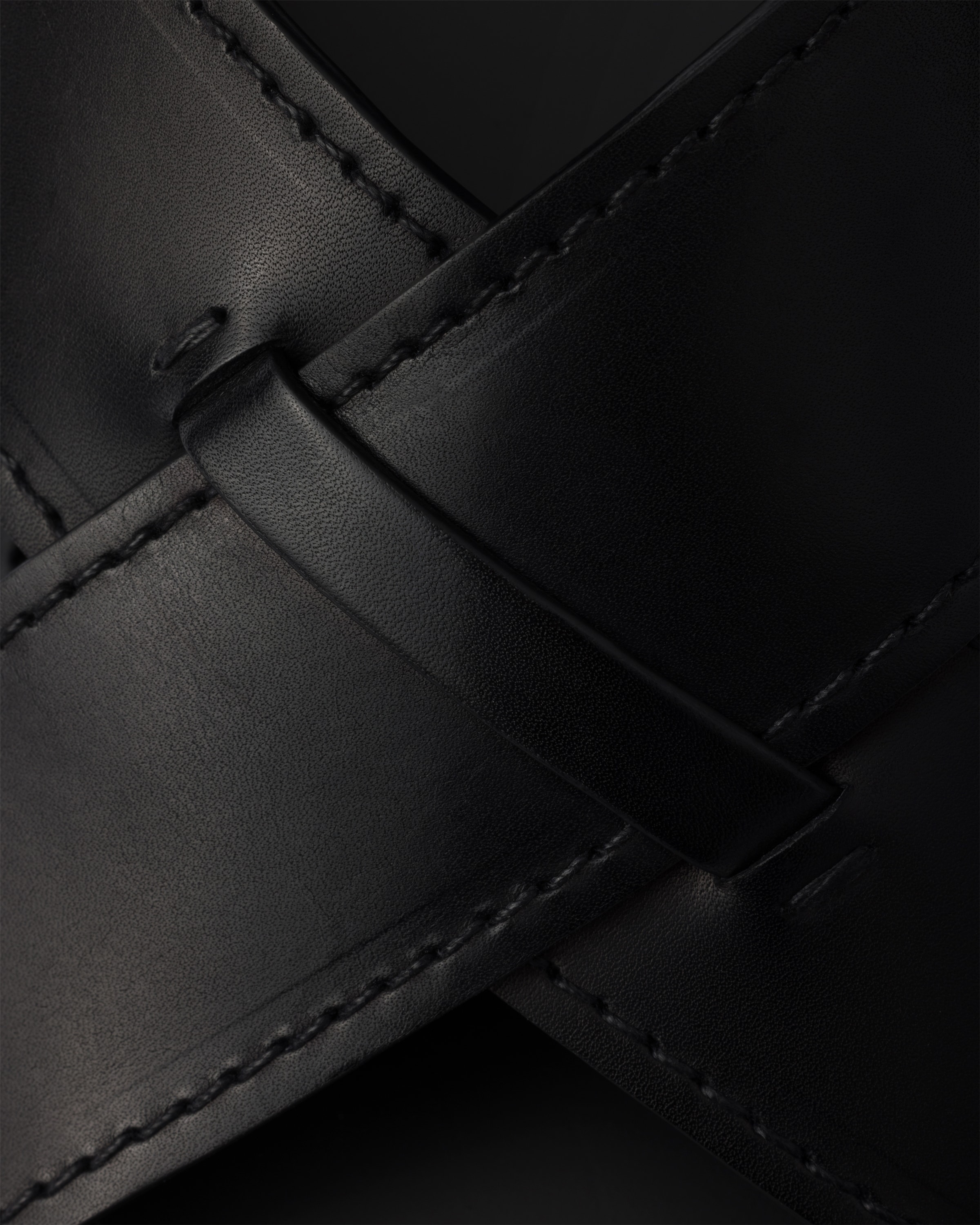 Black Decò Leather Crisscross Sandals | PRADA