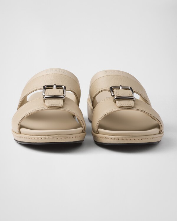 صنادل جلد سافيانو - بيج صحراوي صنادل جلد سافيانو - بيج صحراوي