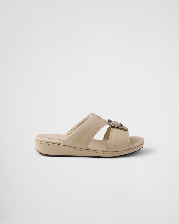 صنادل جلد سافيانو - بيج صحراوي صنادل جلد سافيانو - بيج صحراوي