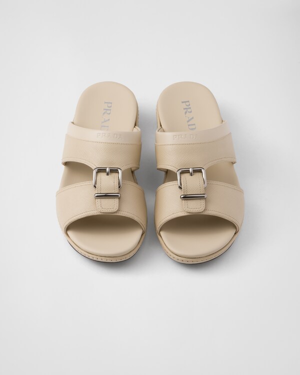 صنادل جلد سافيانو - بيج صحراوي صنادل جلد سافيانو - بيج صحراوي