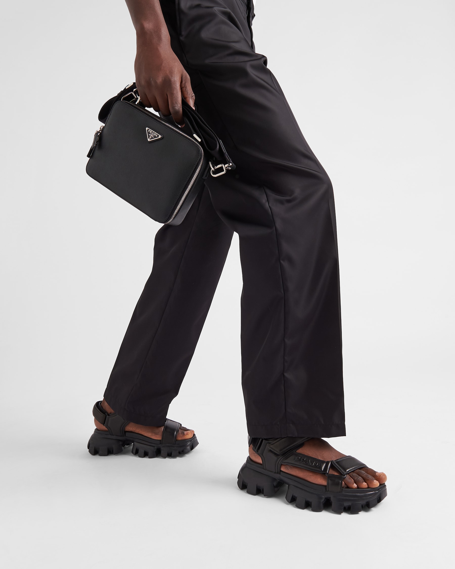 PRADA 26S SLINGBACK SANDALS 70MM IN BLACK FABRIC