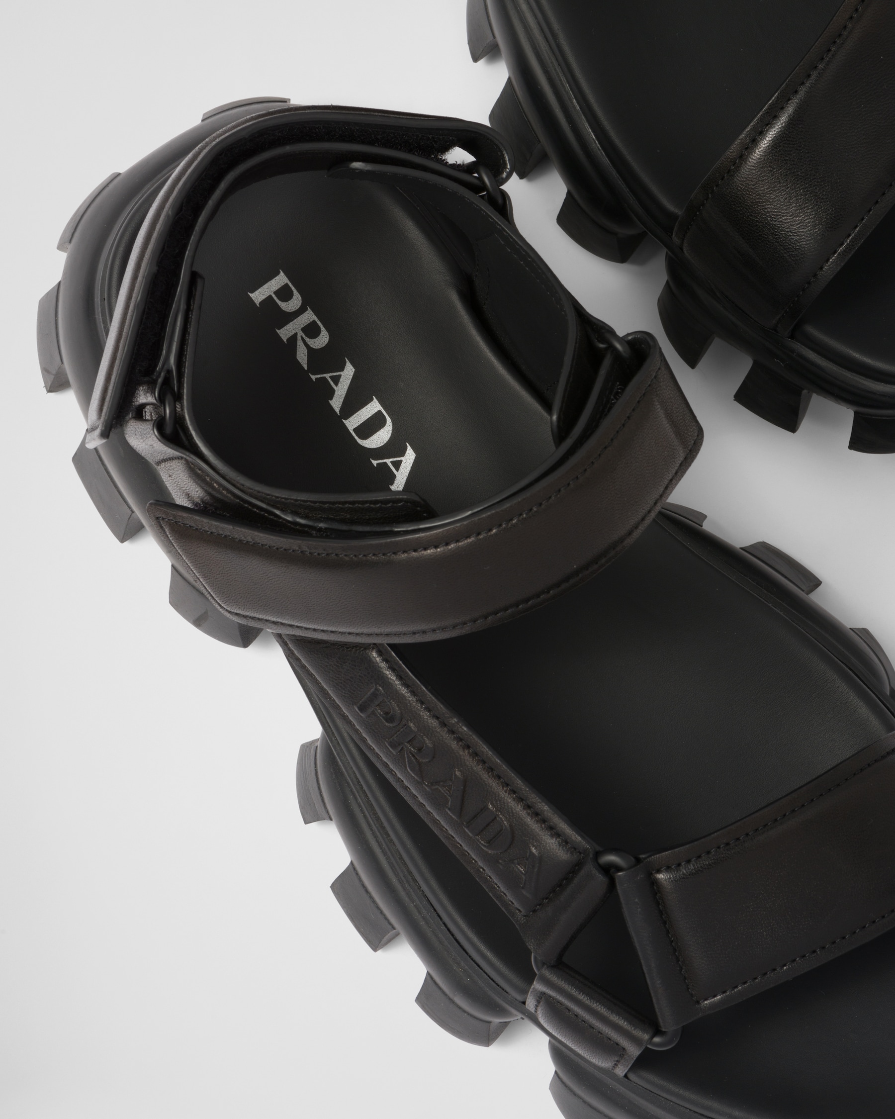 Prada Black Calf Leather Bos Taurus Flip-Flop Sandals main image 0
