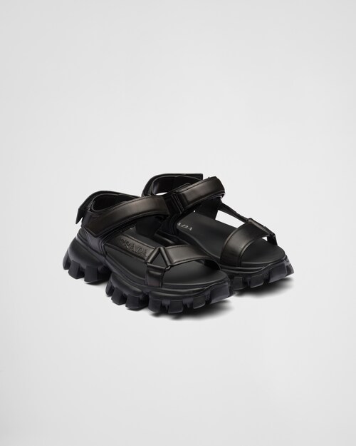 ブラック パデッドナッパレザー スポーツサンダル | Prada