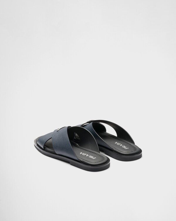 Saffiano leather crisscross slides Saffiano leather crisscross slides