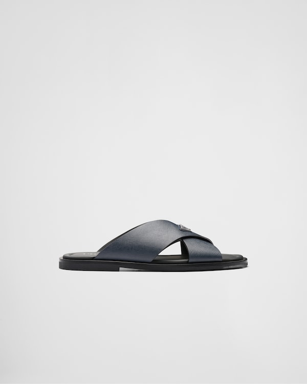 Saffiano leather crisscross sandals Saffiano leather crisscross sandals