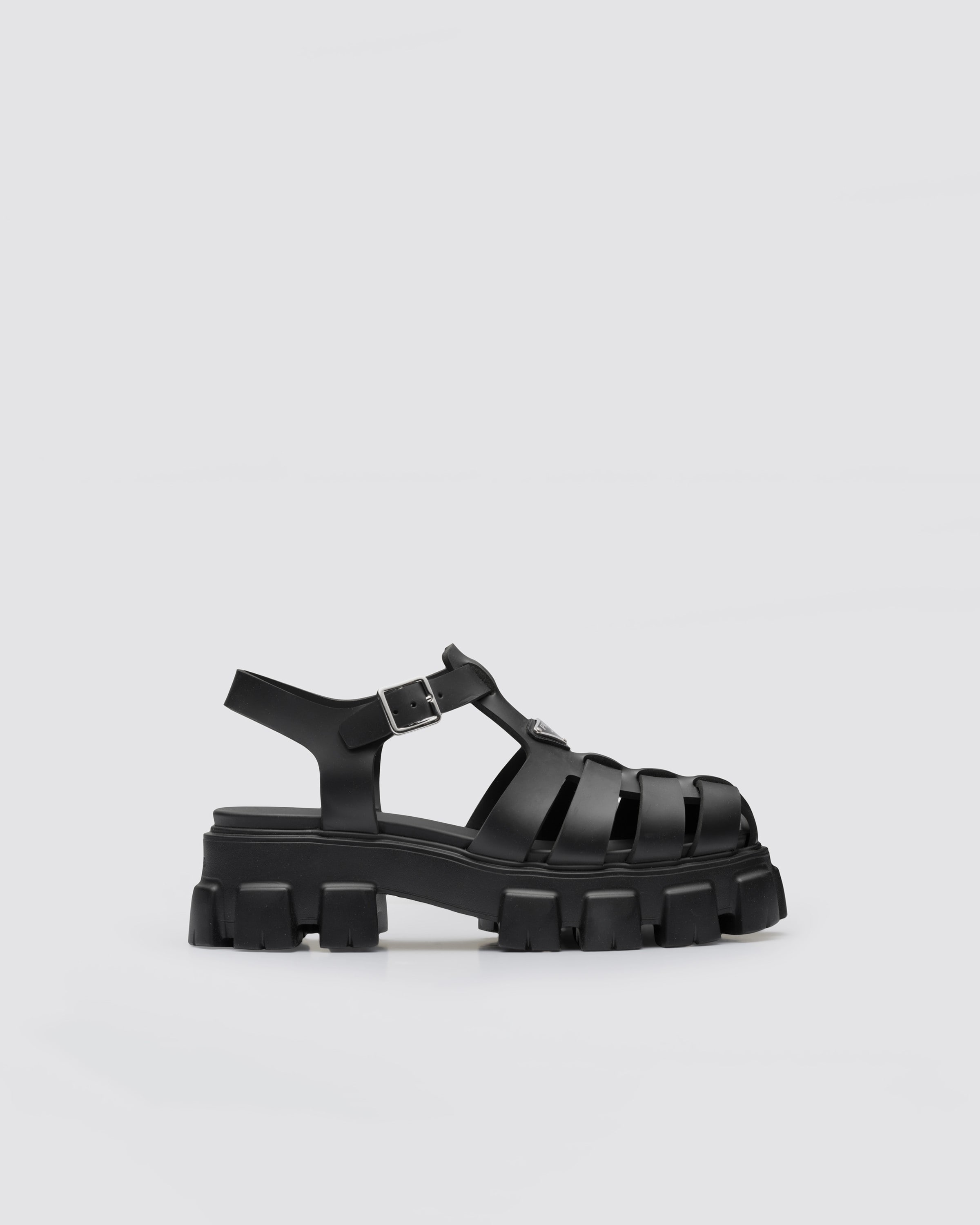Prada Monolith Rubber Sandals, Man, Black, Size 10