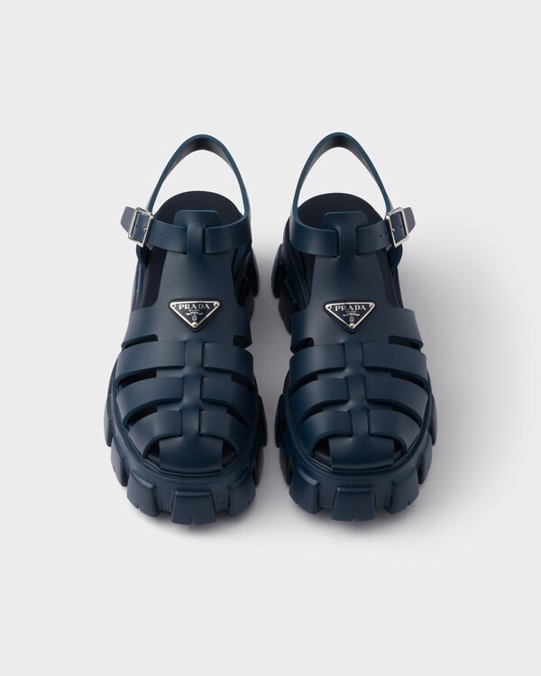 プラダ モノリス ラバー サンダル - ネイビー プラダ モノリス ラバー サンダル - ネイビー