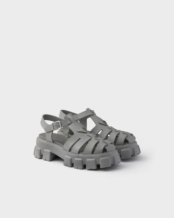 スティールグレー プラダ モノリス ラバー サンダル | PRADA