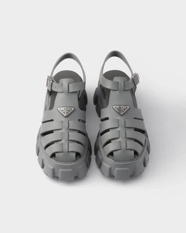 プラダ モノリス ラバー サンダル - スティールグレー プラダ モノリス ラバー サンダル - スティールグレー