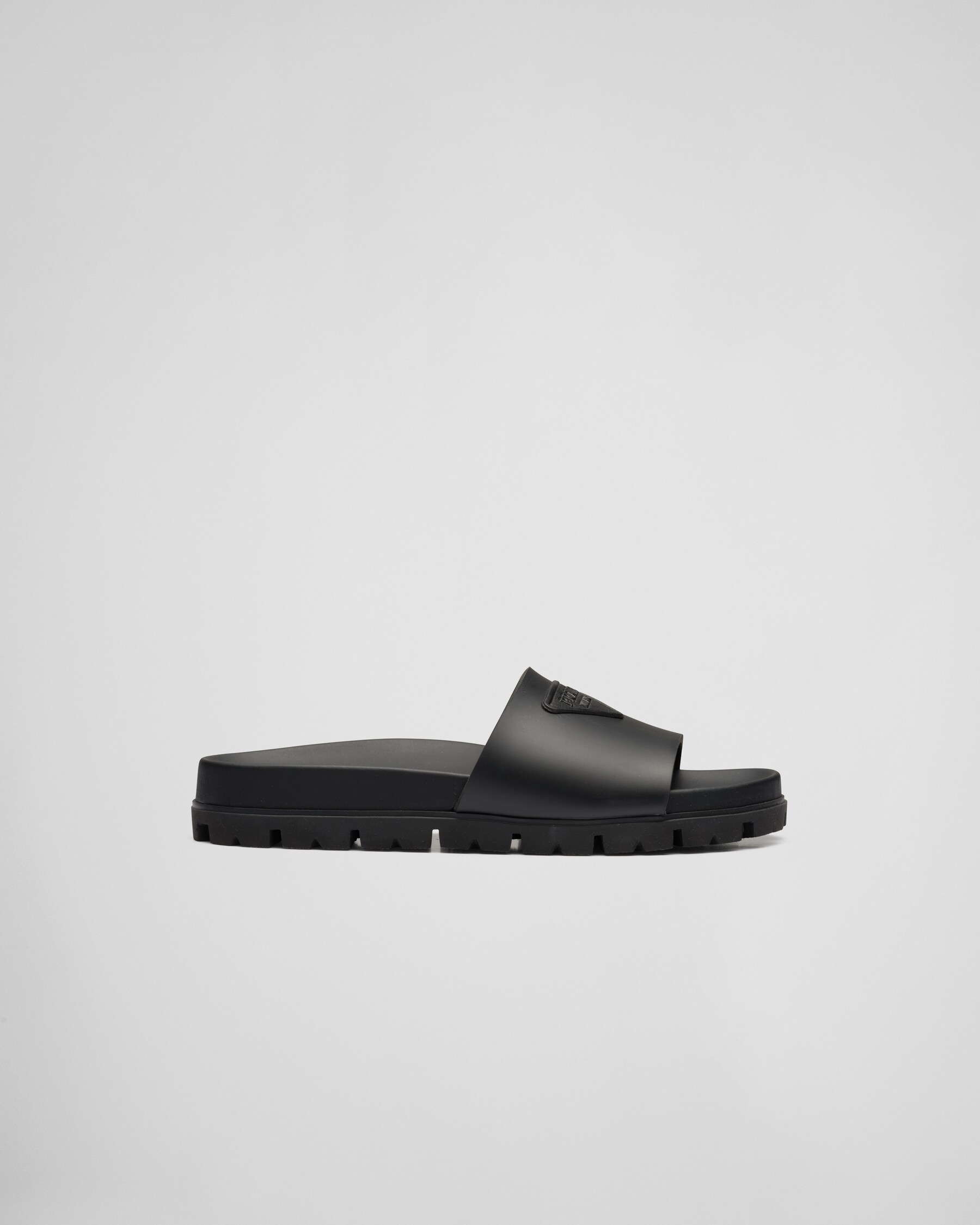Black Rubber Slides PRADA