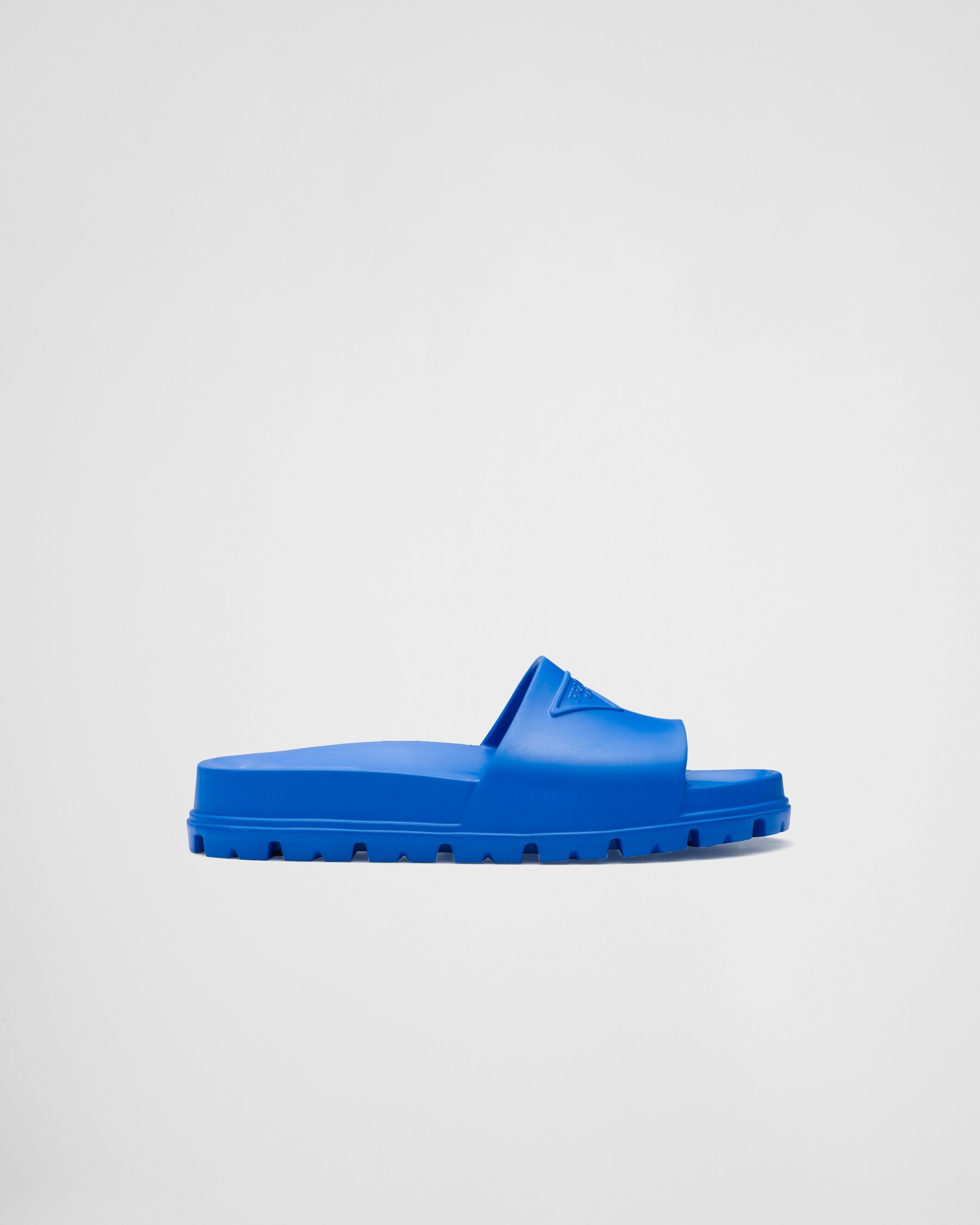 PRADA 25S RUBBER SLIDE IN CHARCOAL CALFSKIN WITH LOGO main image 0
