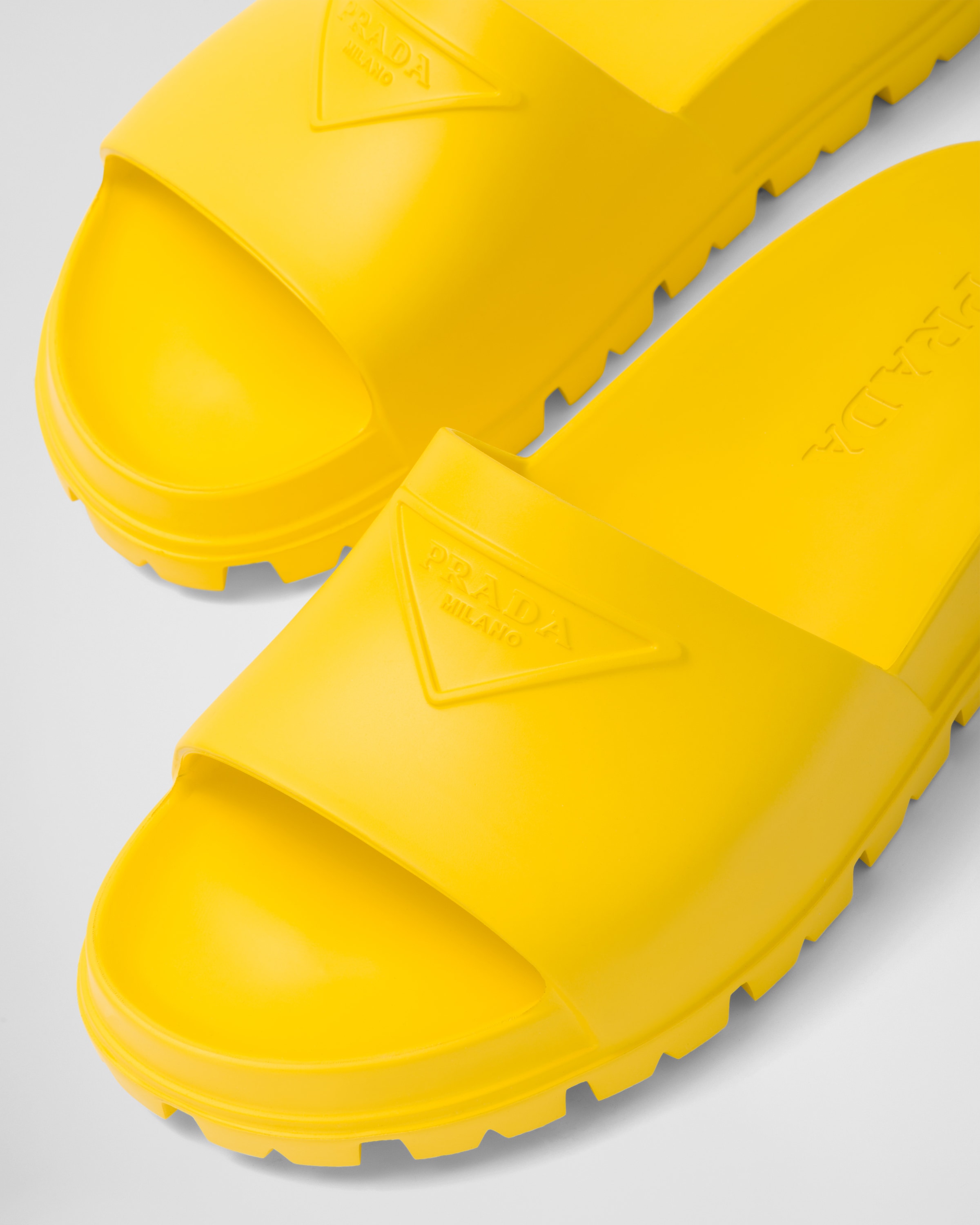 Sunny Yellow Rubber slides | Prada