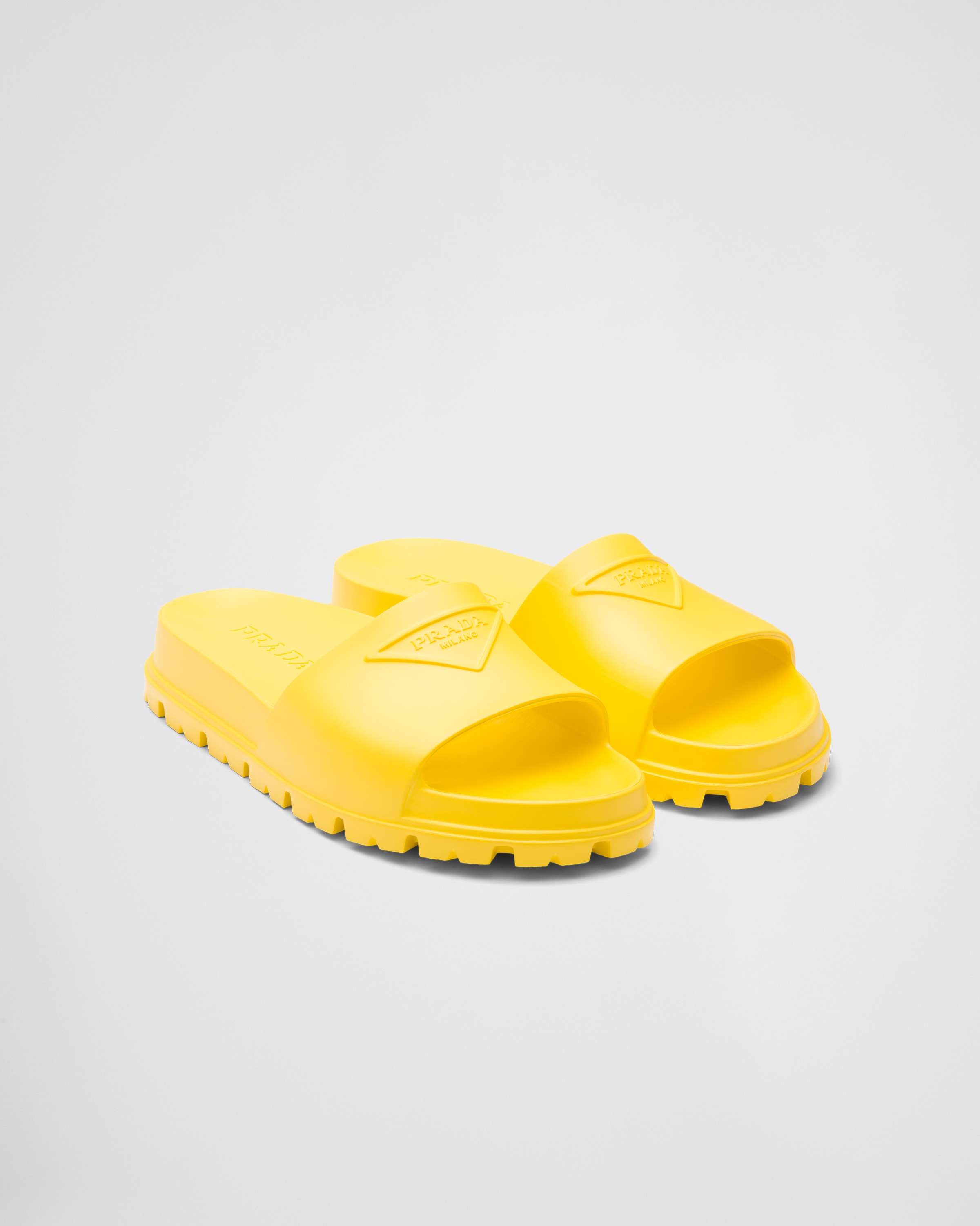 Sunny Yellow Rubber slides | Prada