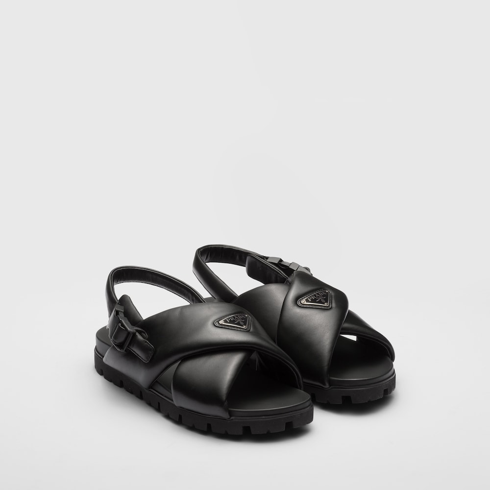 Prada Padded nappa leather crisscross sandals 1