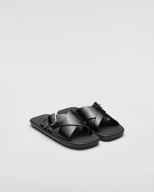 Prada Sandali slider in pelle spazzolata 1