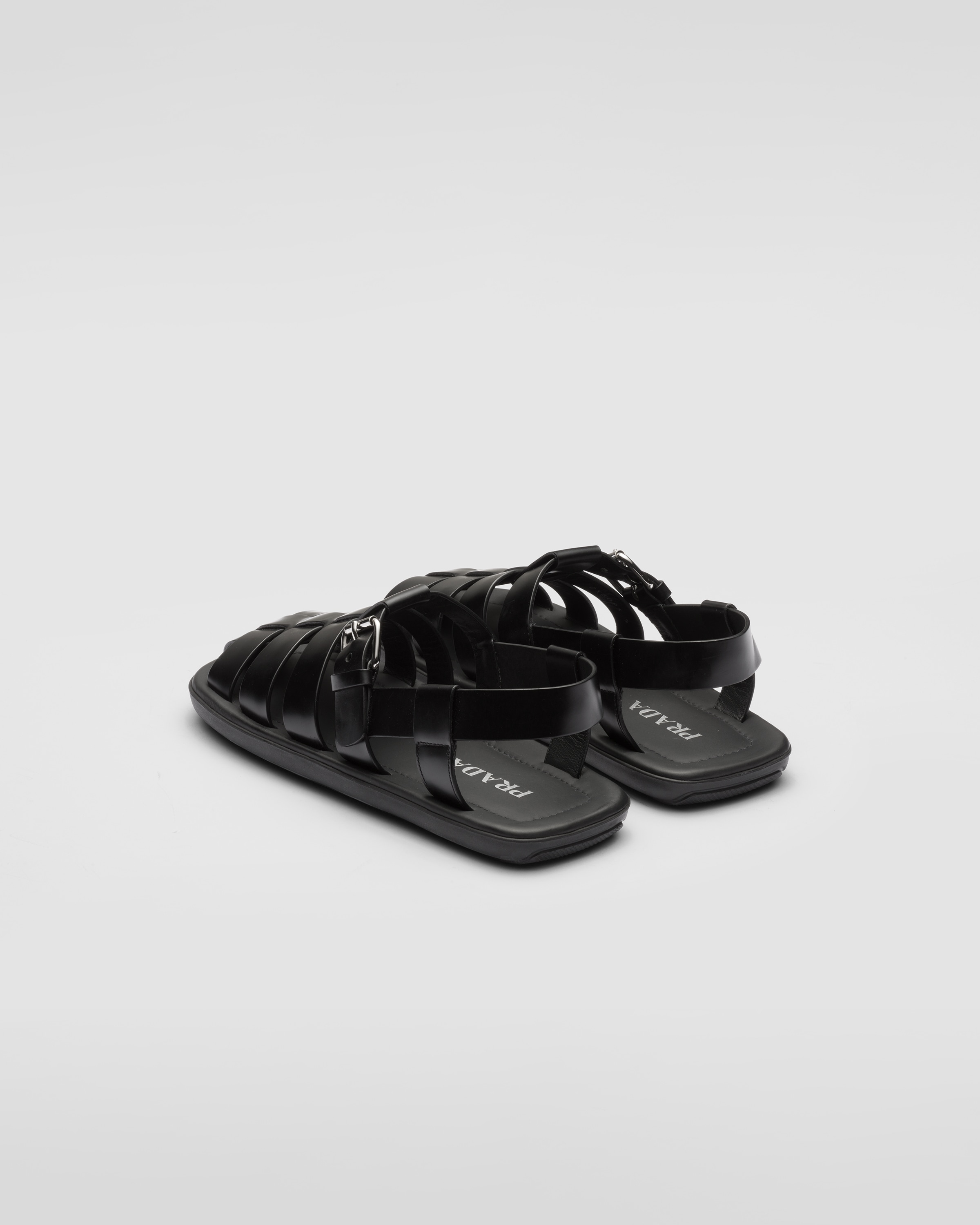 Prada Black Calf Leather Bos Taurus Wedge Sandals main image 1