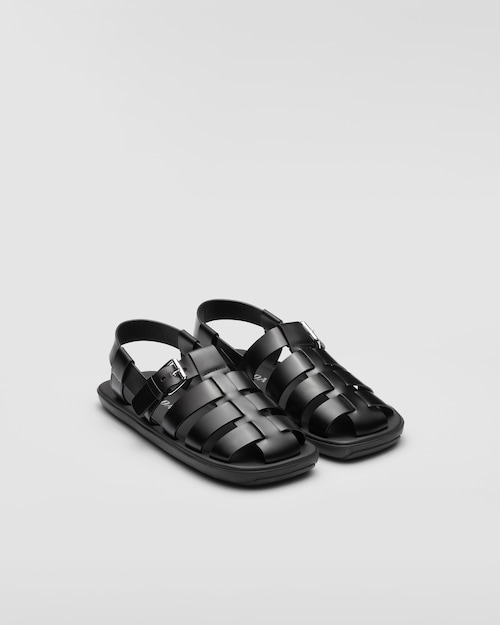 Prada Sandales en cuir brossé 1