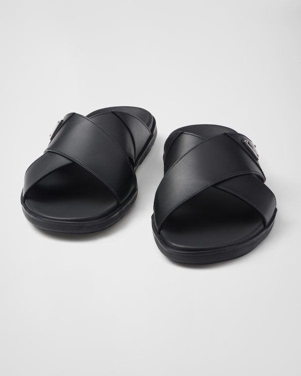 Leather crisscross slides Leather crisscross slides