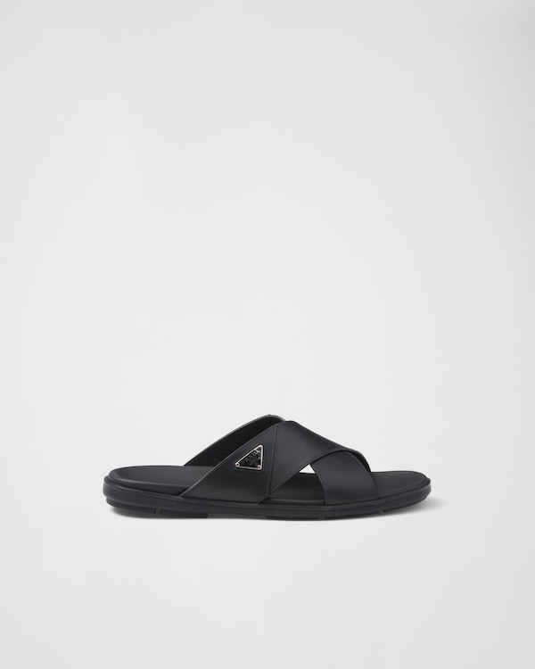Leather crisscross slides Leather crisscross slides