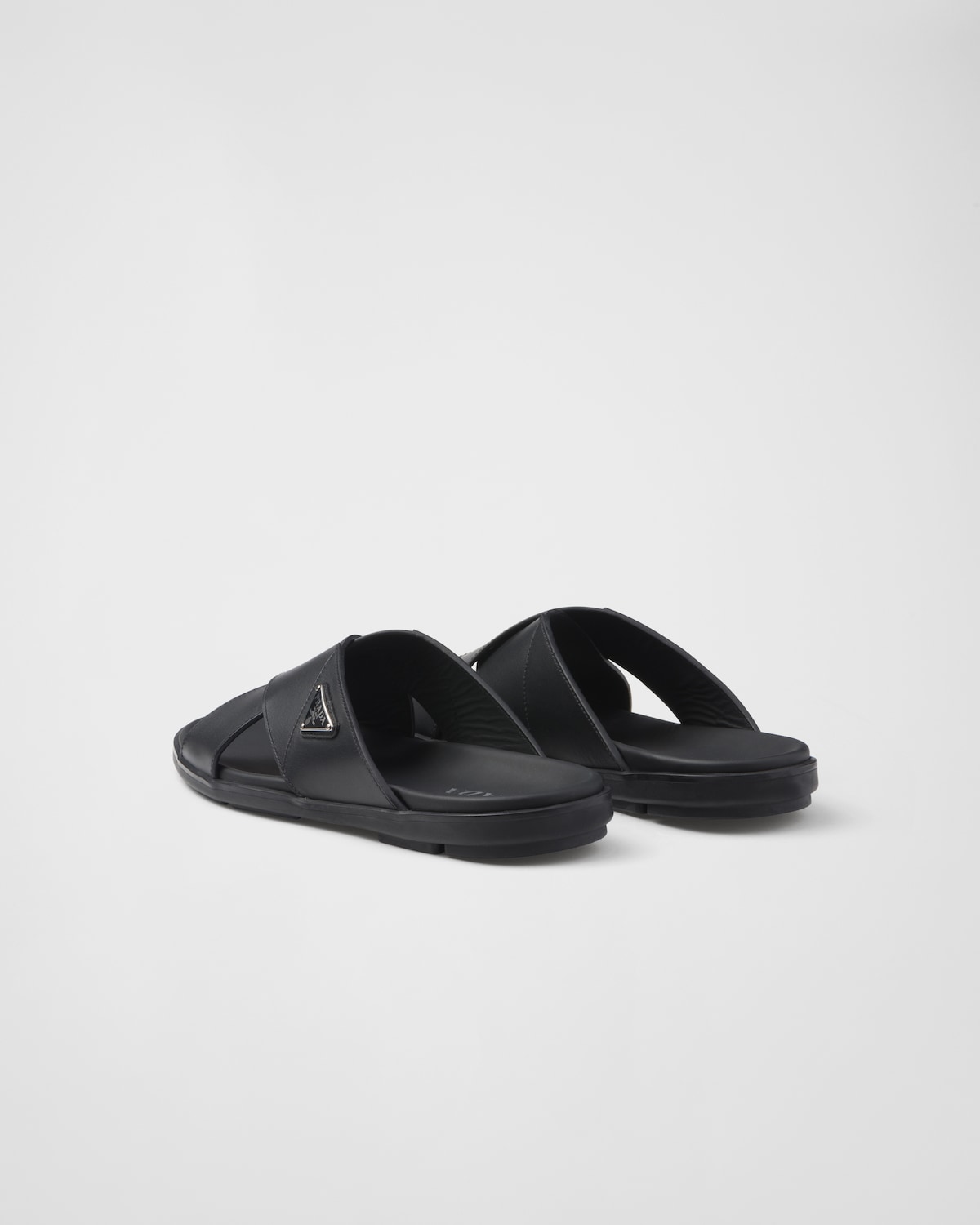 PRA EMBROIDERED SLIDES 40 BLACK CALFSKIN
