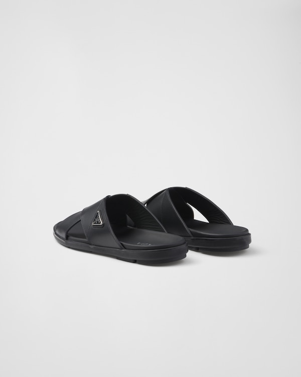 Leather crisscross slides Leather crisscross slides
