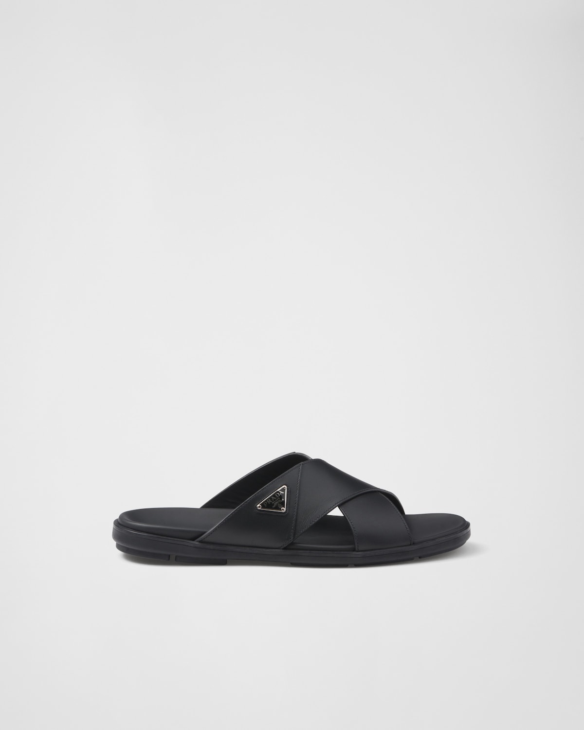 PRA BRUSHED LEATHER HEELED SLIDES BLACK main image 0