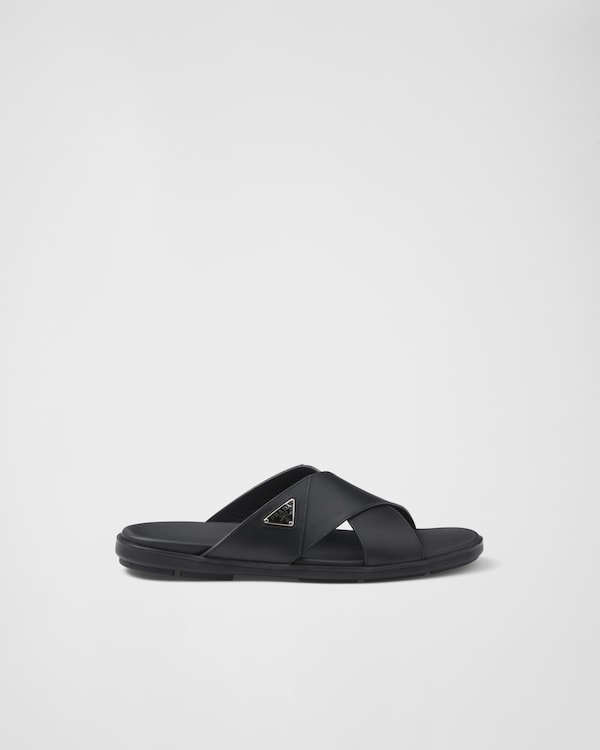 Leather crisscross slides Leather crisscross slides
