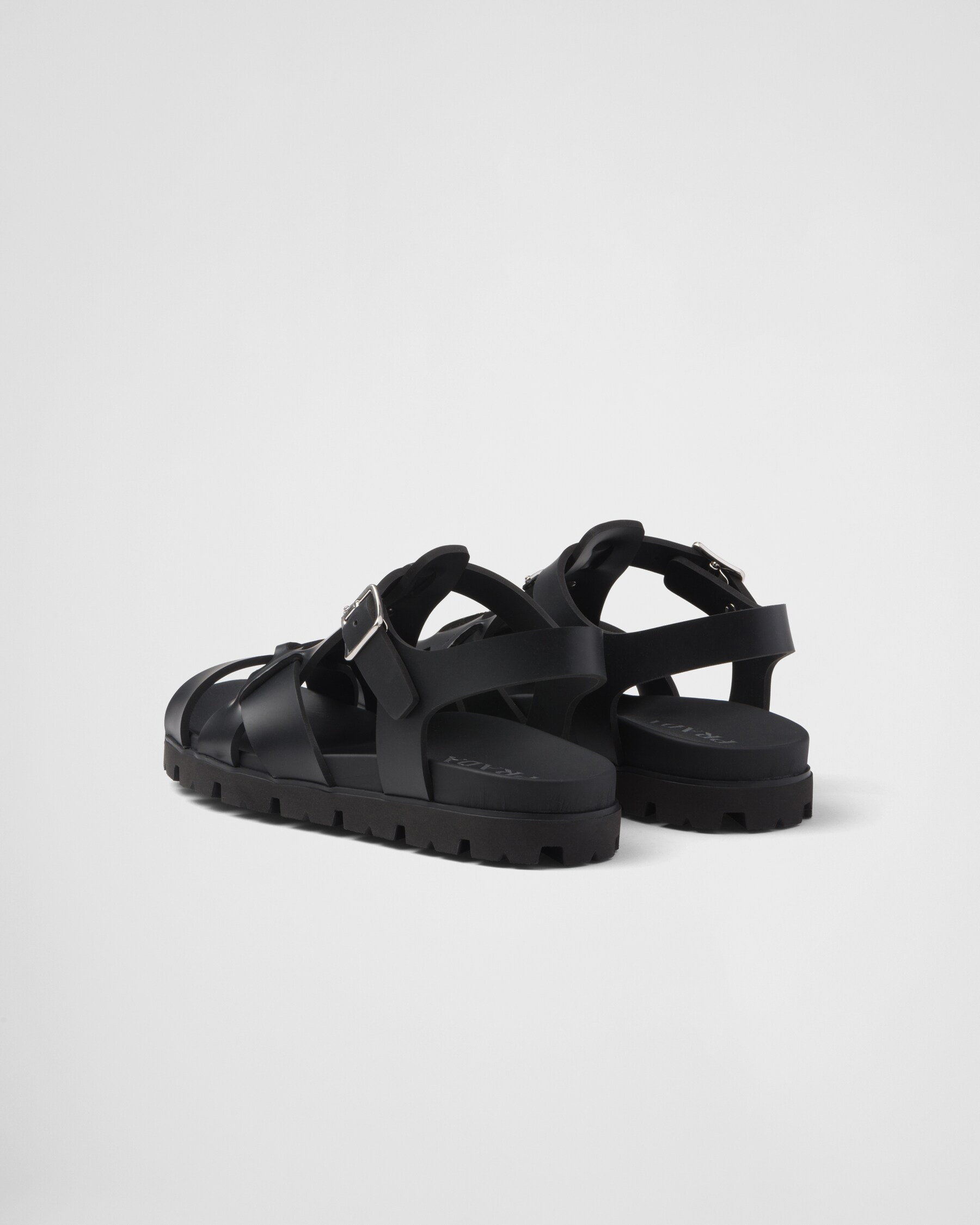 PRA PADDED NAPPA CRISSCROSS SANDALS BLACK LAMBSKIN