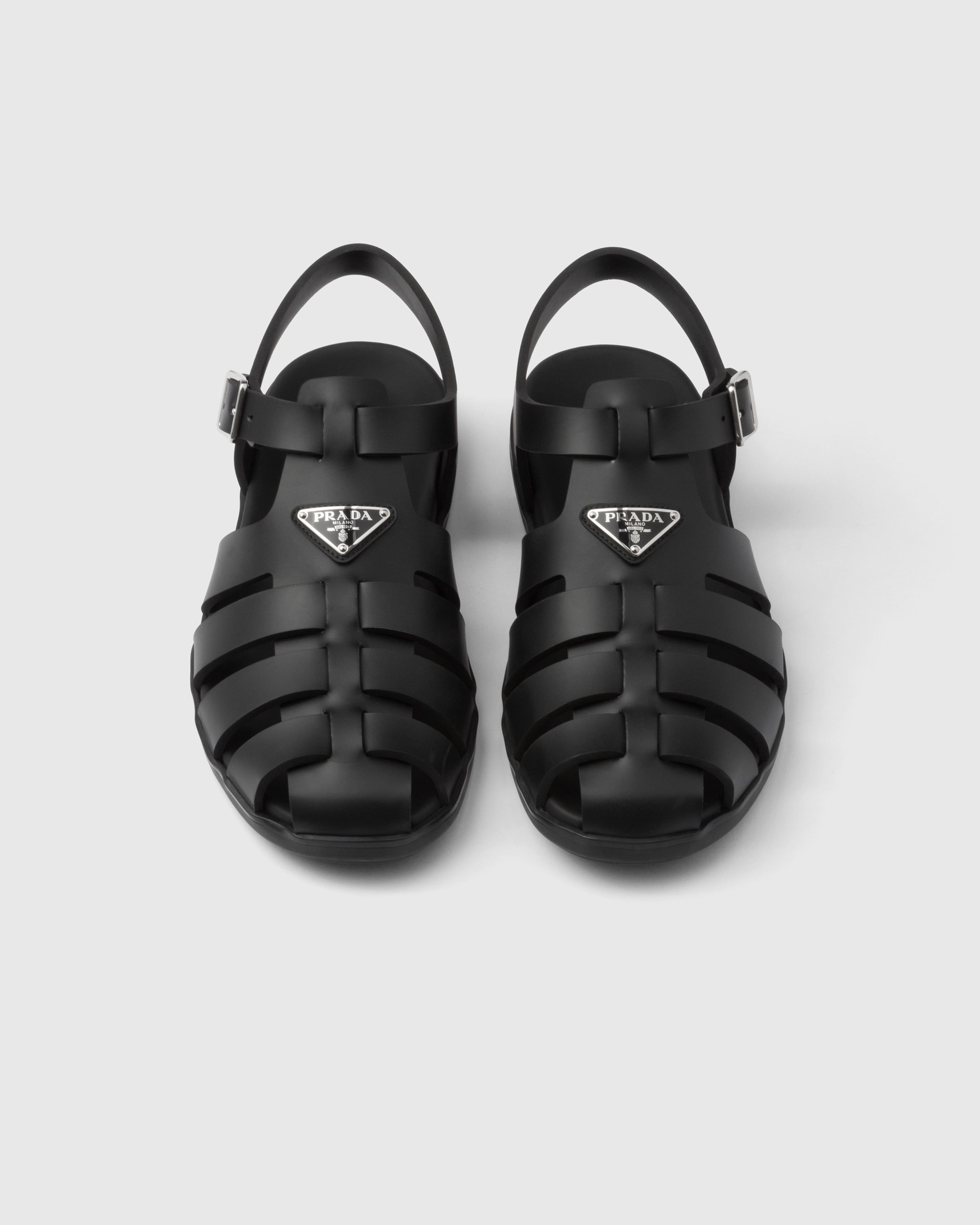 Shop Prada Rubber Fisherman Sandals In Black