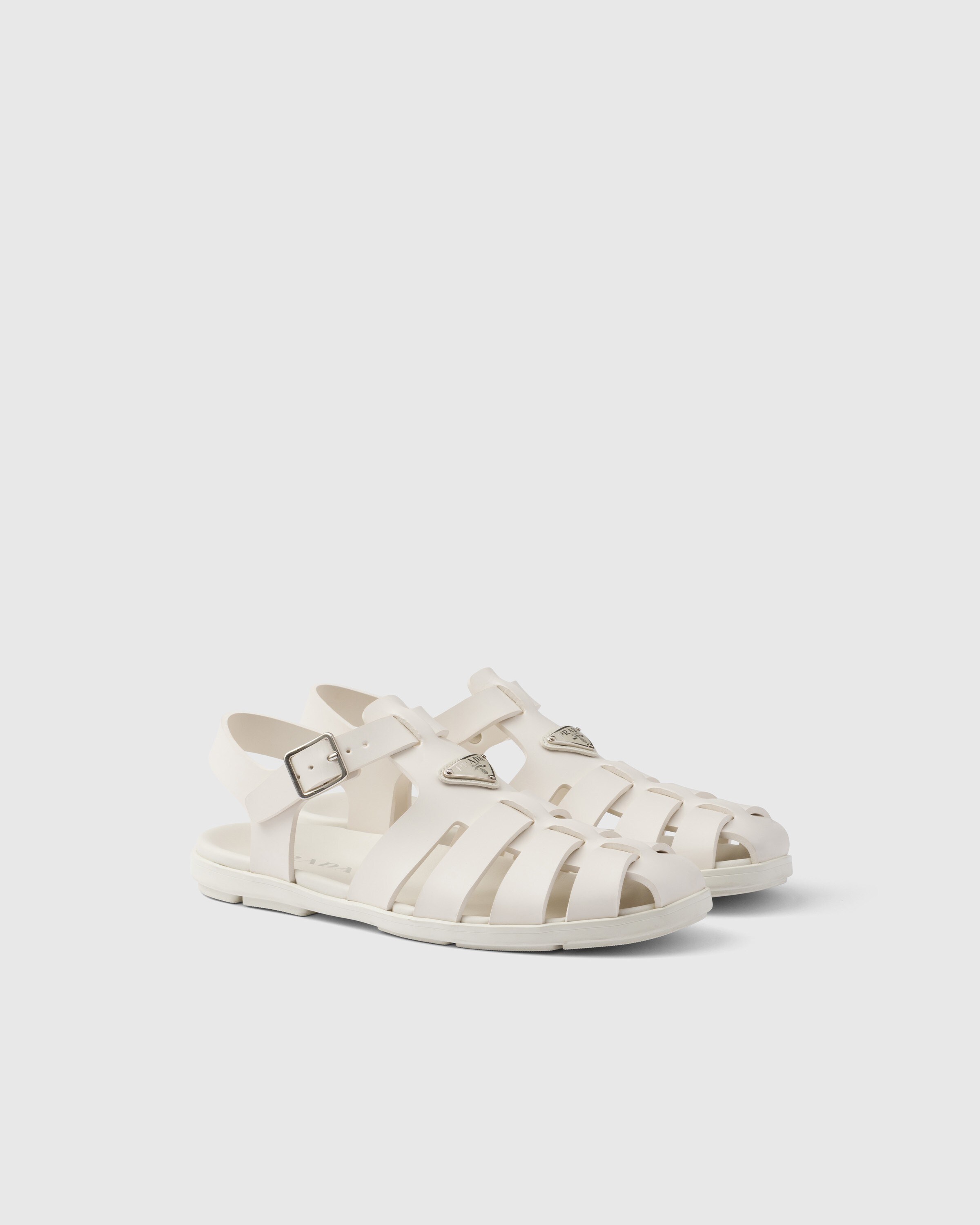 Prada Rubber Fisherman Sandals In Neutral