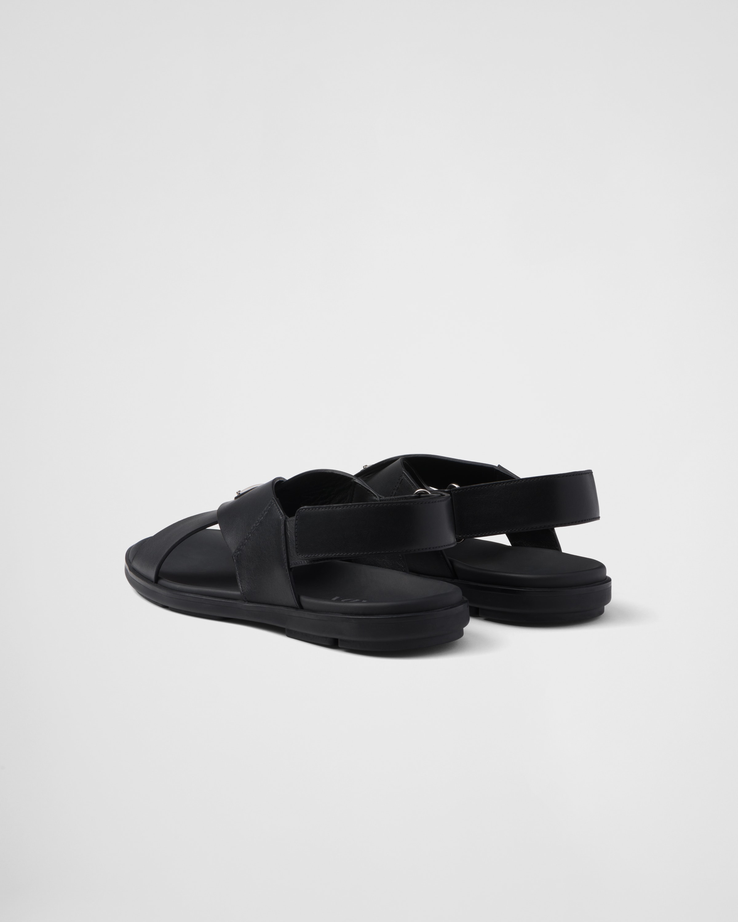 Black Crisscross leather sandals | PRADA