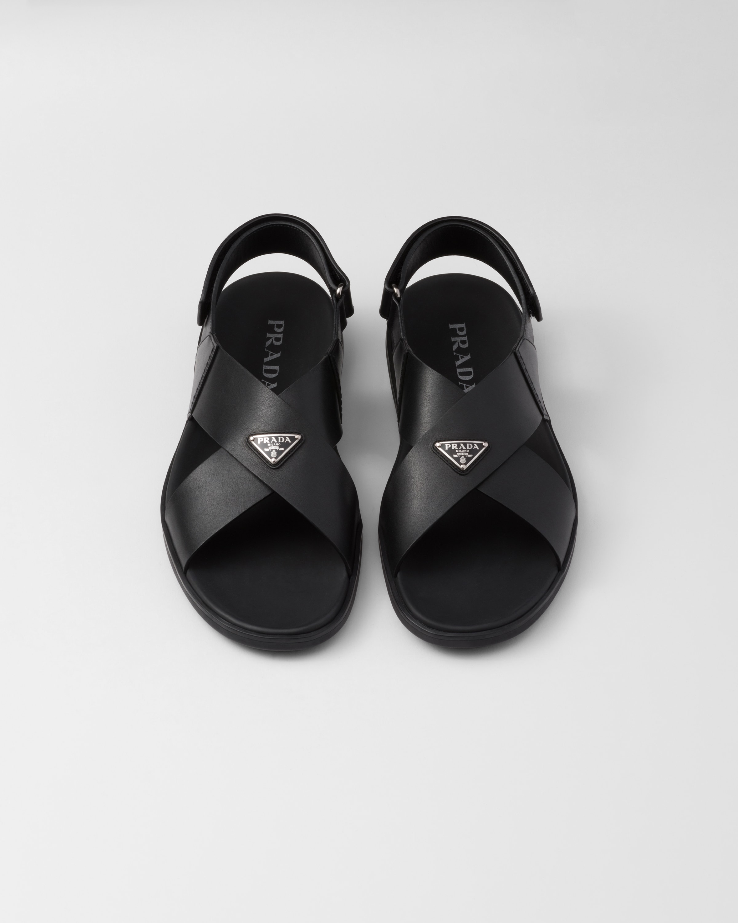 Prada Crisscross leather sandals ★関税込 Black Crisscross leather sandals | PRADA