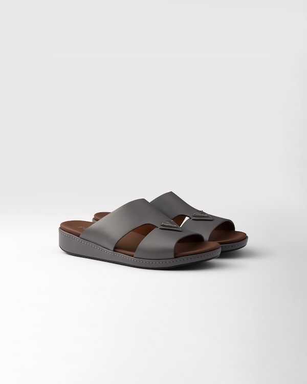 صندل مفتوح من الخلف من الجلد - رمادي فولاذي صندل مفتوح من الخلف من الجلد - رمادي فولاذي