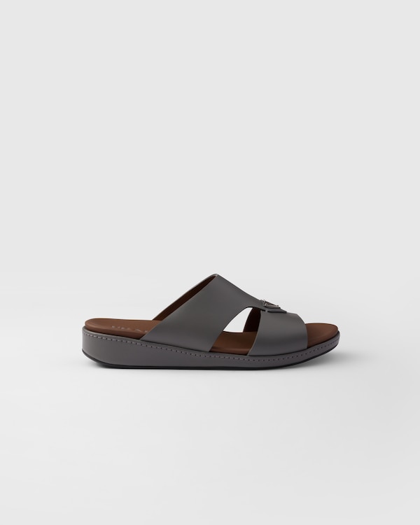 صندل مفتوح من الخلف من الجلد - رمادي فولاذي صندل مفتوح من الخلف من الجلد - رمادي فولاذي