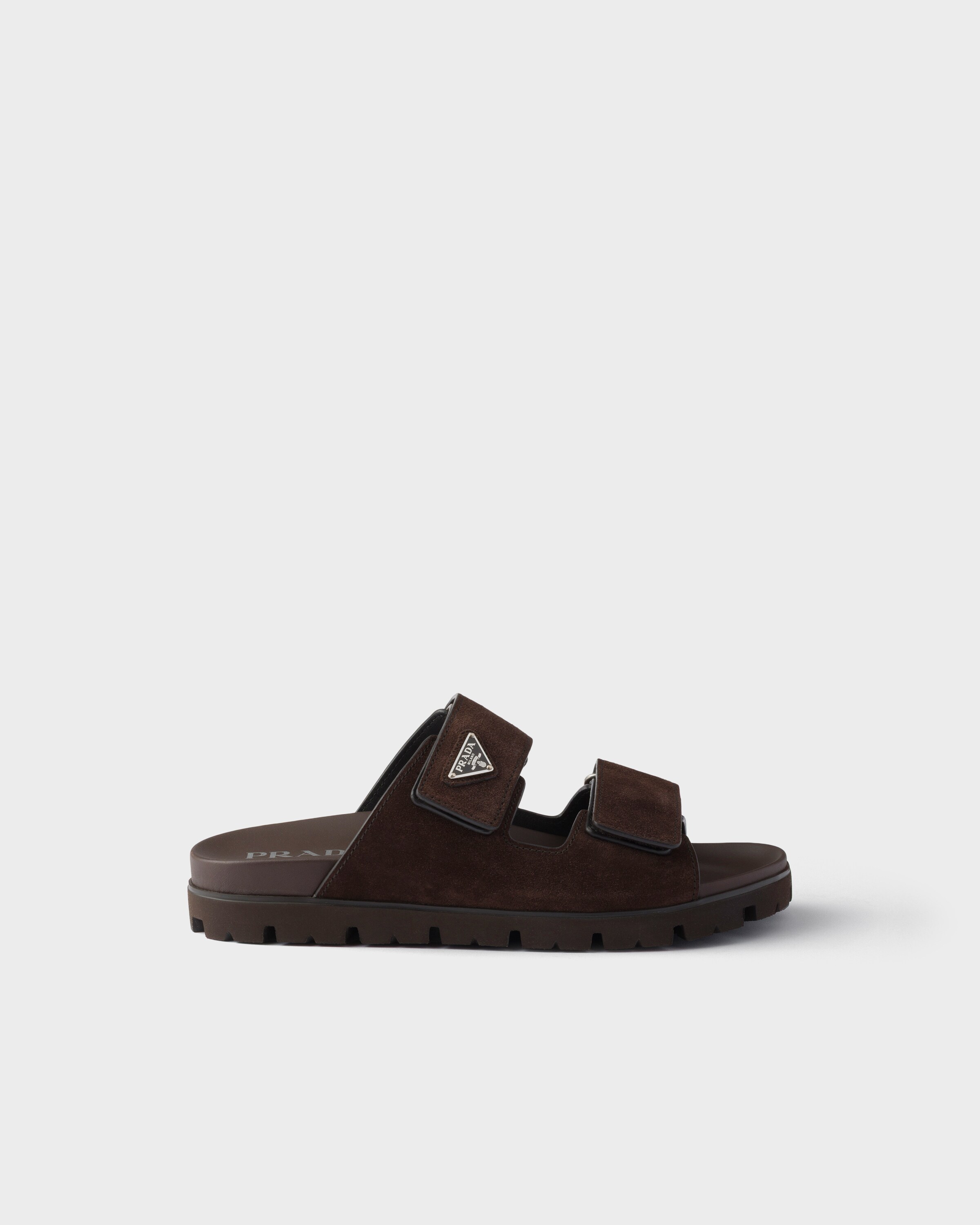 Prada Suede Band Sandals, Man, Dark Brown, Size 6