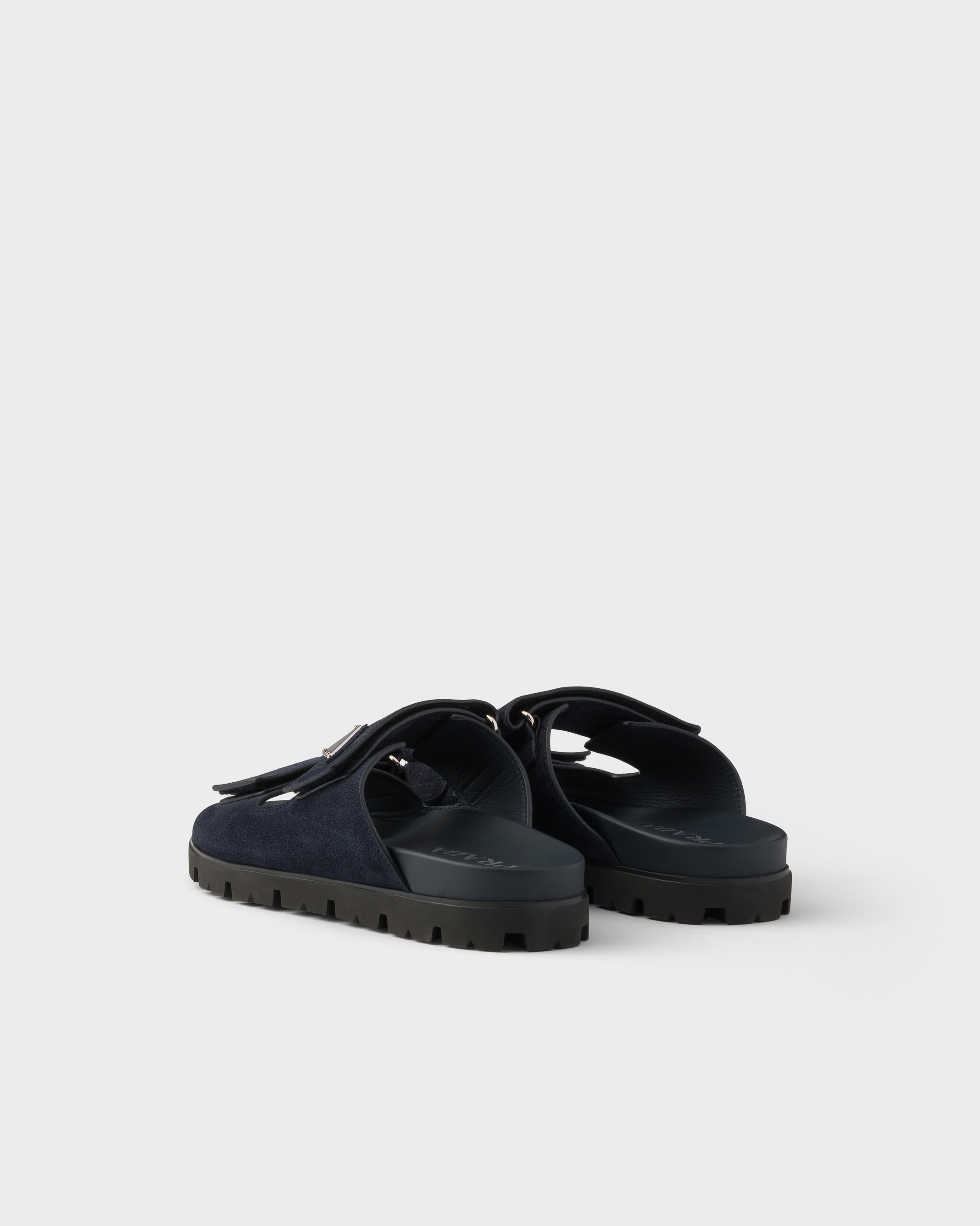 Navy Suede Band Sandals | PRADA - United States