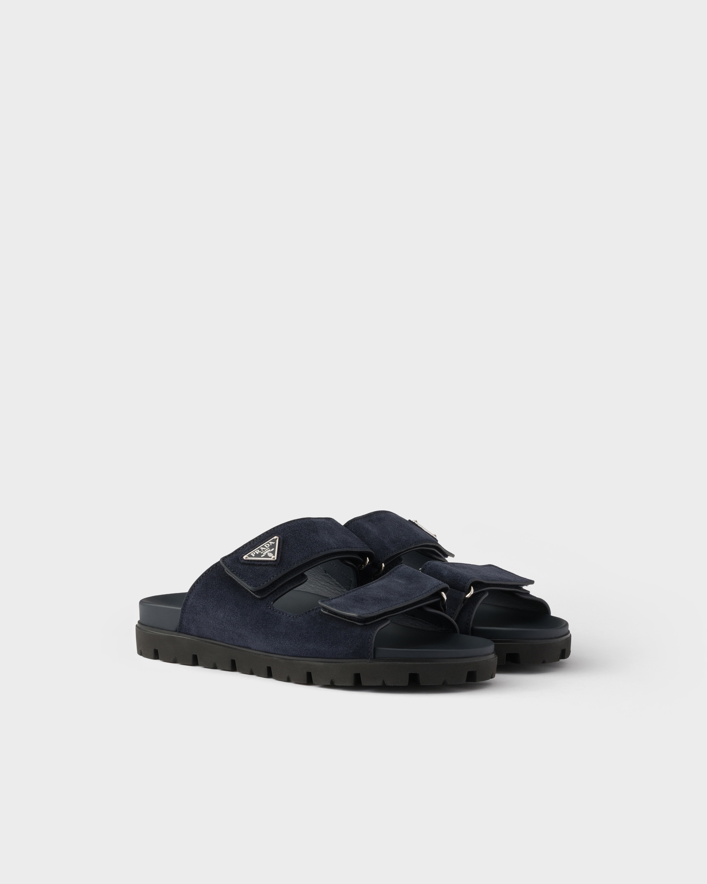 Navy Suede Band Sandals | PRADA - United States