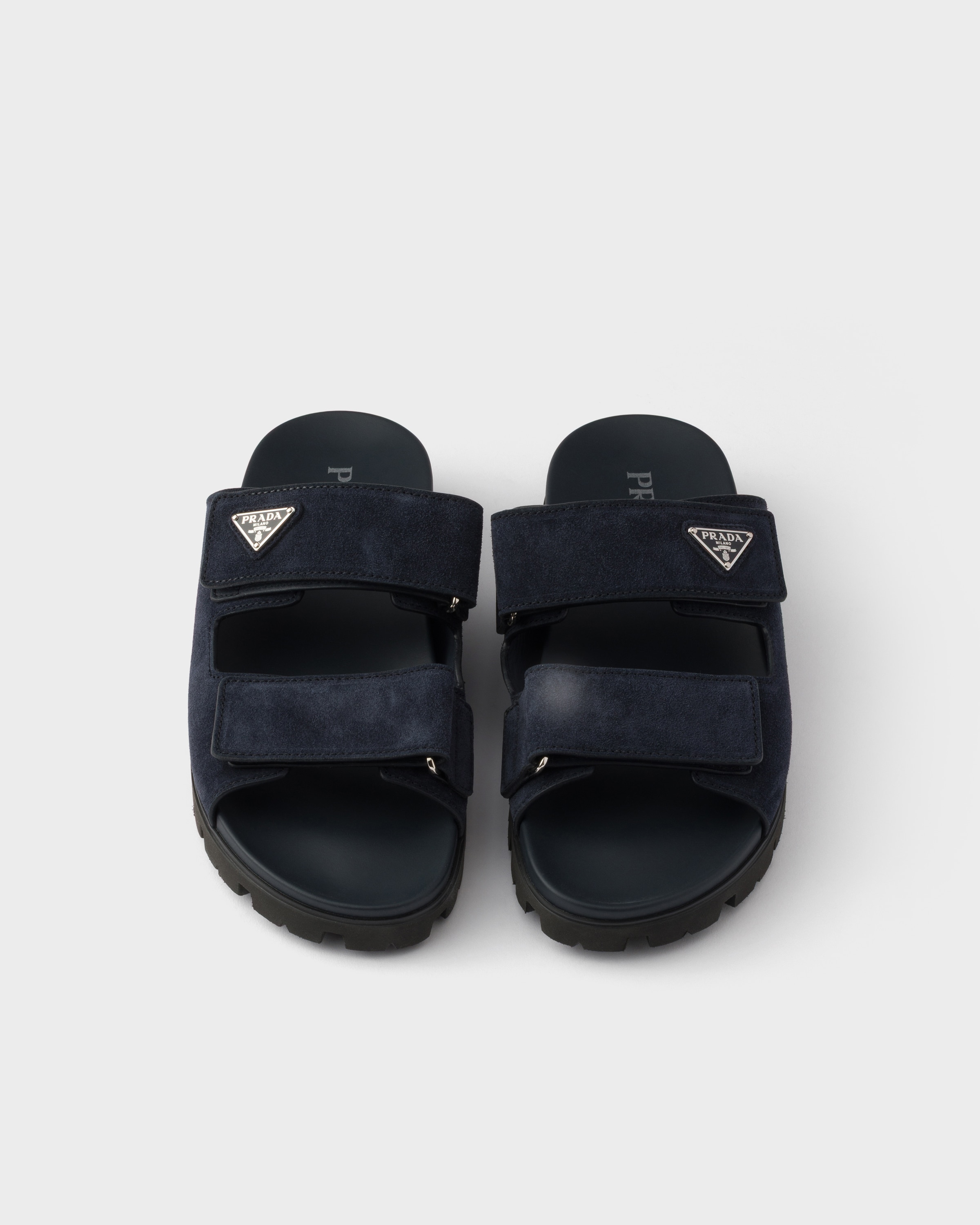 Navy Suede Band Sandals | PRADA - United States