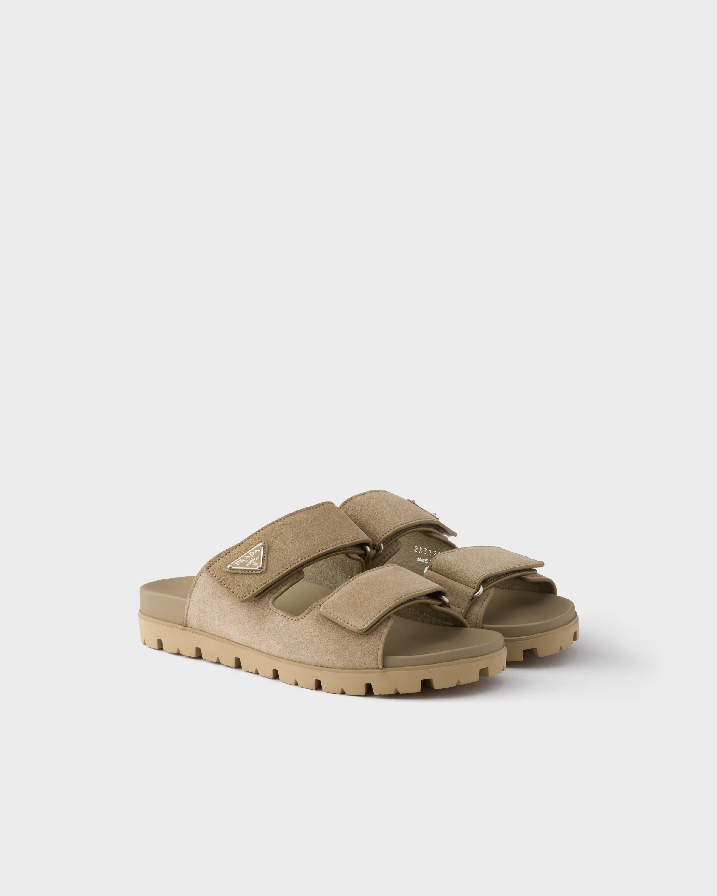 Desert Beige Suede band sandals | PRADA - United States