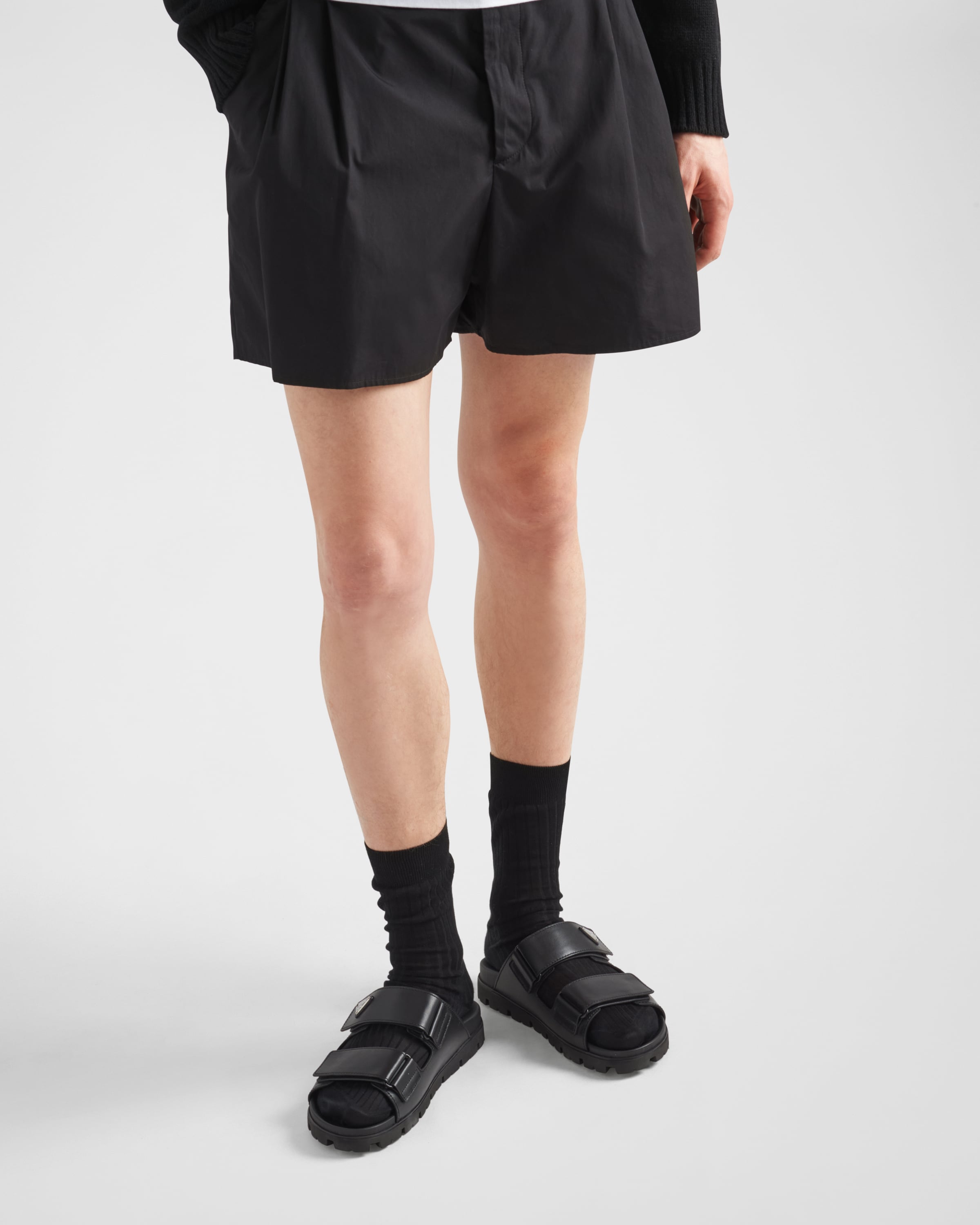 Shop Prada Leather Strap Sandals In Black