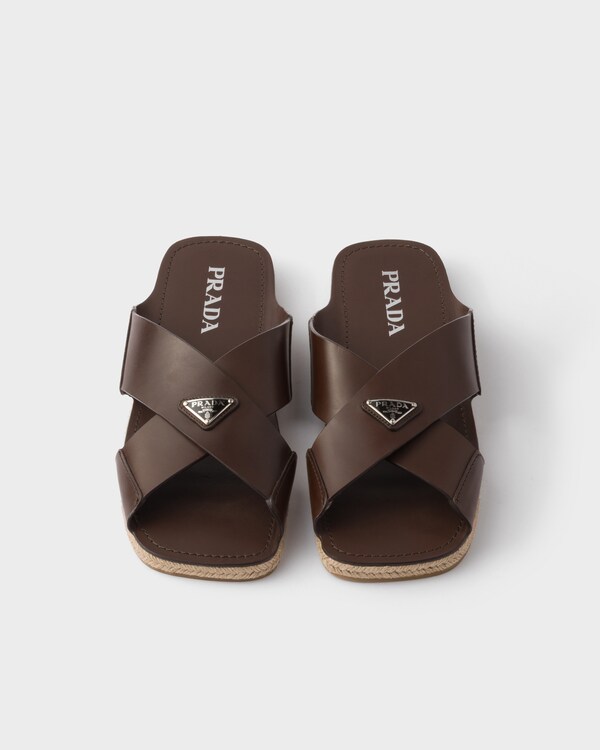 Crisscross leather slides Crisscross leather slides