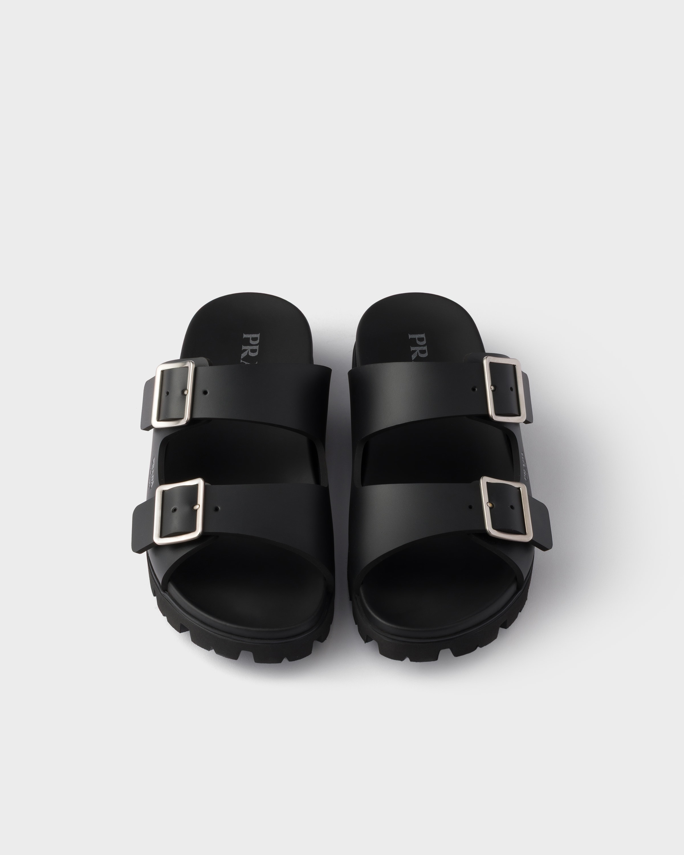 Black Rubber strap sandals | PRADA - United States