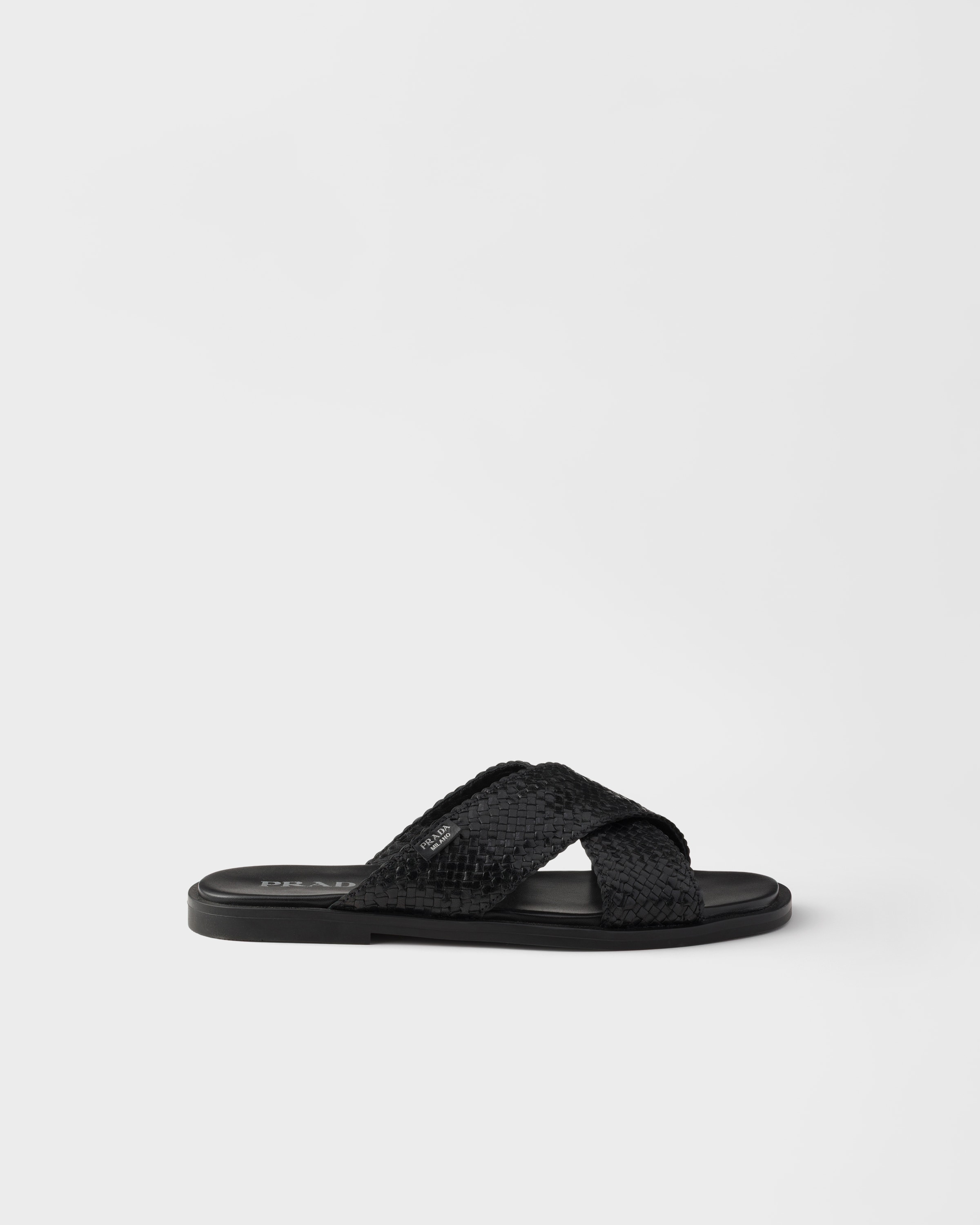 Prada Crisscross Slides, Man, Black, Size 10