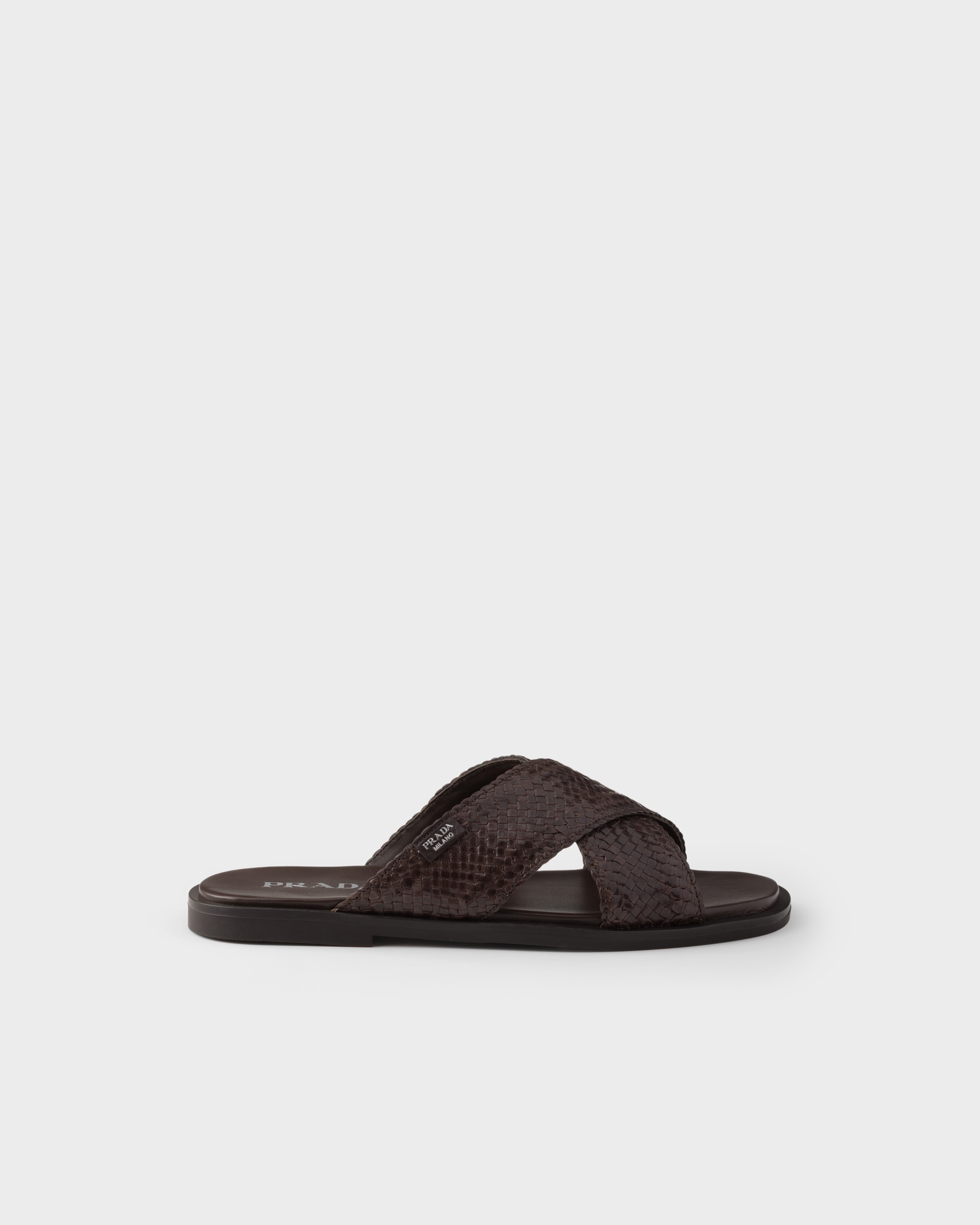 Prada Crisscross Slides, Man, Sienna, Size 9